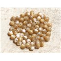 10pc - Perles de Nacre Beige Irisée Boules 6mm   4558550003577
