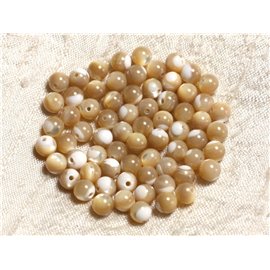 10pc - Iridescent Beige Mother-of-Pearl Beads Balls 6mm 4558550003577