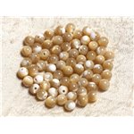 10pc - Perles de Nacre Beige Irisée Boules 6mm   4558550003577