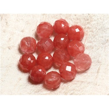 4pc - Perles de Pierre - Quartz Cerise Boules Facettées 14mm   4558550003638