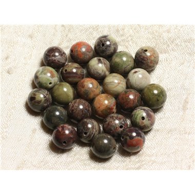 4pc - Perles de Pierre - Opale Verte Boules 10mm   4558550003645