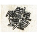 4pc - Perles Pierre - Obsidienne Flocon de Neige Mouchetée Tubes Cylindres 11-14mm gris noir - 7427039736312