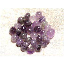 10pc - Stone Beads - Amethyst Rolled Pebbles 6-13mm 4558550003690