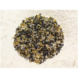Sachet 1000pc environ - Perles à écraser Métal Noir Doré Argenté N°2 2x1.2mm   4558550003713 