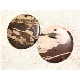 Lot 2pc - Stone Pendants - Zebra Jasper Round 50mm with imperfections N12 4558550003737