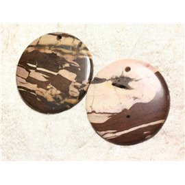 Lote 2pc - Colgantes de piedra - Zebra Jasper Redondo 50mm con imperfecciones N12 4558550003737