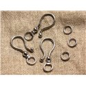 2pc - Grands Fermoirs Crochets Métal Argenté qualité 39x16mm   4558550003836