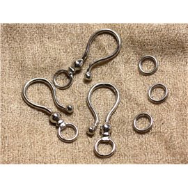 2pc - Large Silver Plated Metal Hook Clasps 39x16mm 4558550003836