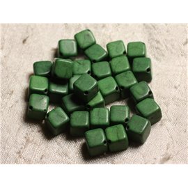 20pc - Synthetic Turquoise Beads Cubes 8x8mm Green 4558550003843