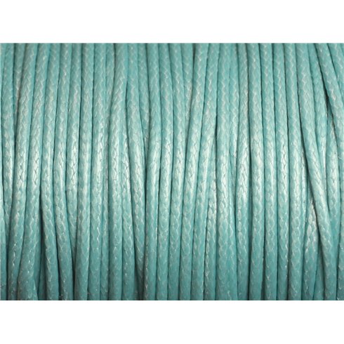 5 mètres - Cordon Coton Ciré 2mm Bleu Turquoise   4558550003850 