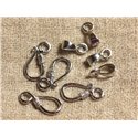 2pc - Fermoirs Crochets Métal Argenté Rhodium 22x10mm   4558550003874