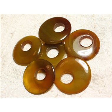 1pc - Donut Pendentif Pierre Agate 42-46mm Jaune Orange   4558550003966