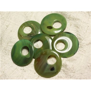 1pc - Donut Pendentif Pierre Agate Verte 42-46mm   4558550003980