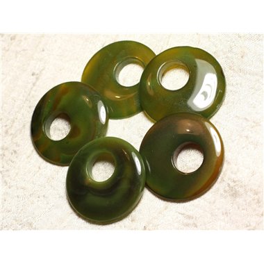 1pc - Donut Pendentif Pierre Agate Verte 42-46mm - 4558550003997