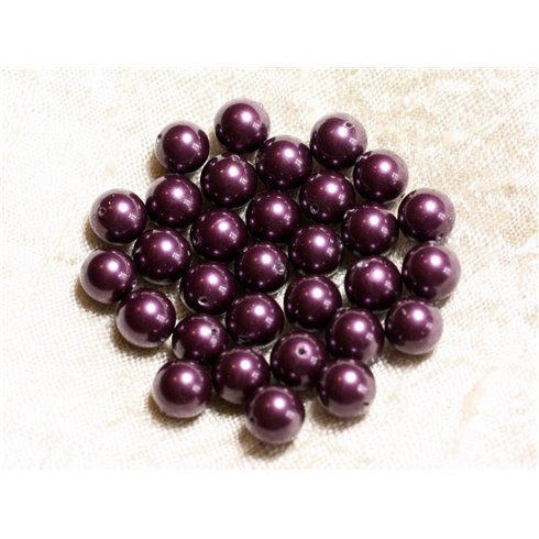 10pc - Perles Nacre Boules 8mm ref C11 Violet Aubergine   4558550004116