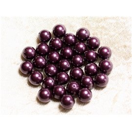 10pc - Nacre Pearls 8mm Balls ref C11 Aubergine Violet 4558550004116
