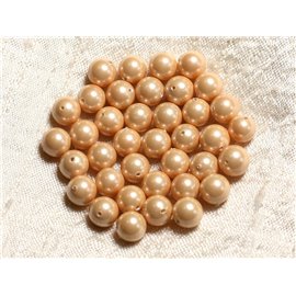 10pc - Nacre Pearls 8mm Balls ref C9 Light Orange Salmon 4558550004130