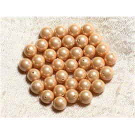 10pc - Perles Nacre Boules 8mm ref C9 Orange clair Saumon   4558550004130