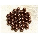 10pc - Perles Nacre Boules 8mm ref C8 Marron Doré   4558550004147