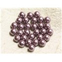 10pc - Perles Nacre Boules 8mm ref C7 Rose Mauve   4558550004154