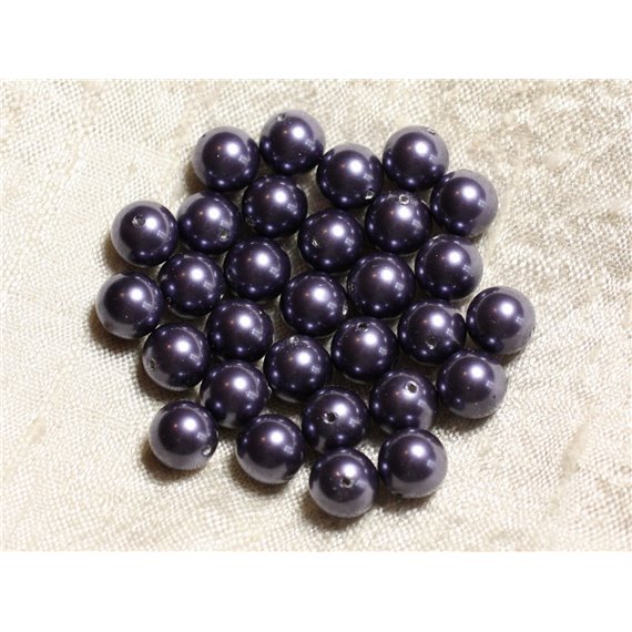 10pc - Perles Nacre Boules 8mm ref C5 Bleu Indigo   4558550004178