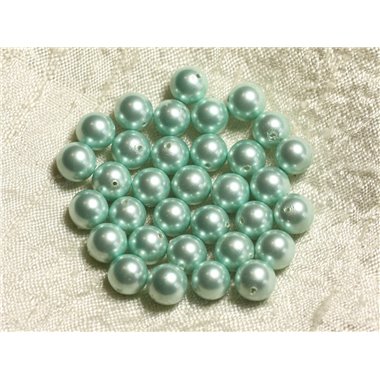 10pc - Perles Nacre Boules 8mm ref C4 Vert Menthe   4558550004185