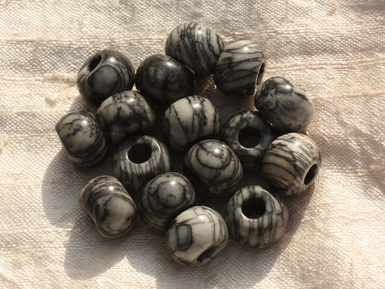 1pc - Perle de Pierre Perçage 5mm - Jaspe Zèbre Rondelle 14x9mm   4558550004215