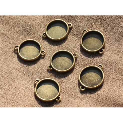 5pc - Supports Connecteurs Cabochons Métal Bronze qualité Rond 16mm   4558550004222 