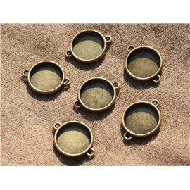 5pc - Brackets Connectors Cabochons Metal Bronze quality Round 16mm 4558550004222 