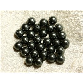 10pc - Mother of Pearl Beads 8mm Balls ref C1 Gray Black 4558550004253
