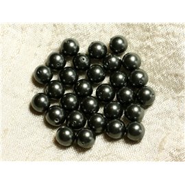 10pc - Perles Nacre Boules 8mm ref C1 Gris Noir   4558550004253