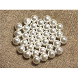 10pc - Perlas de nácar Bolas de 8 mm ref C13 Blanco 4558550004260