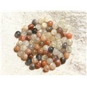 10pc - Perles de Pierre - Pierre de Lune Multicolore Boules 6mm   4558550004314