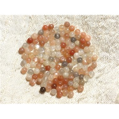10pc - Perles de Pierre - Pierre de Lune Multicolore Boules 4mm   4558550004321