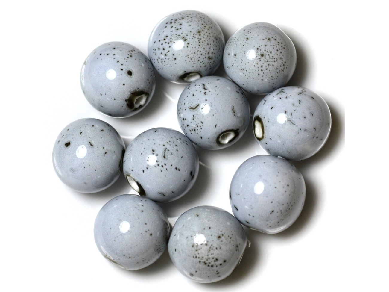10pc - Grosses Perles Céramique Porcelaine Boules 20mm Bleu et Noir   4558550004413