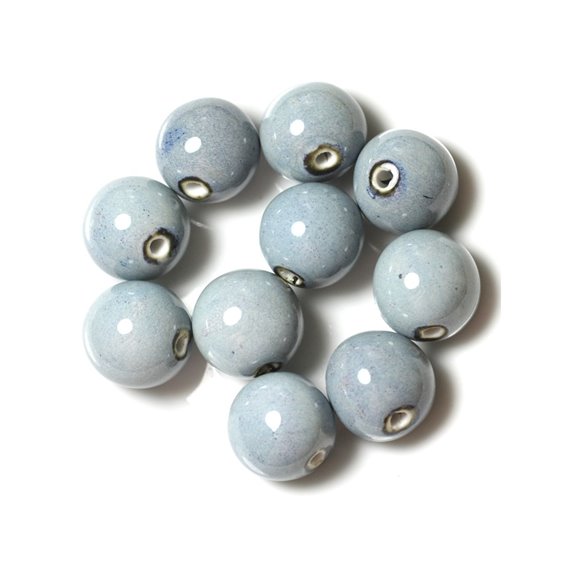 10pc - Grosses Perles Céramique Porcelaine Boules 20mm Bleu   4558550004420