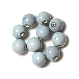 10pc - Large Porcelain Ceramic Beads Balls 20mm Blue 4558550004420