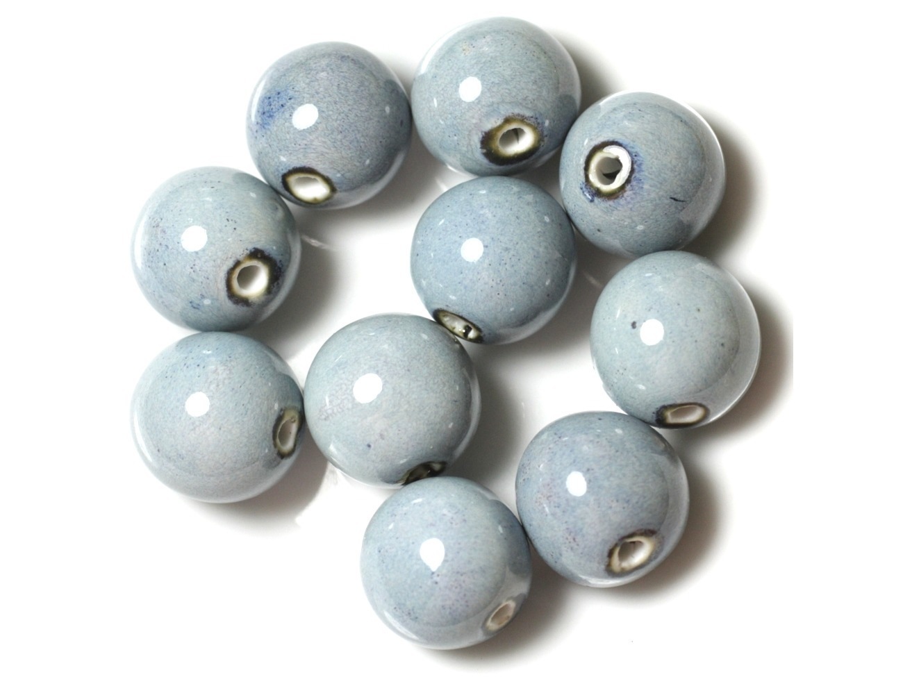 10pc - Grosses Perles Céramique Porcelaine Boules 20mm Bleu   4558550004420