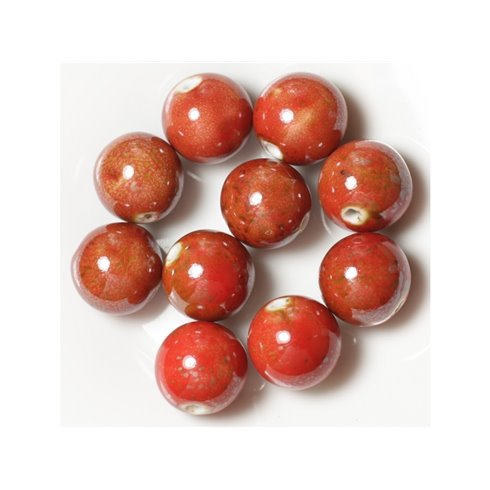 10pc - Grosses Perles Céramique Porcelaine Boules 20mm Rouge   4558550004451