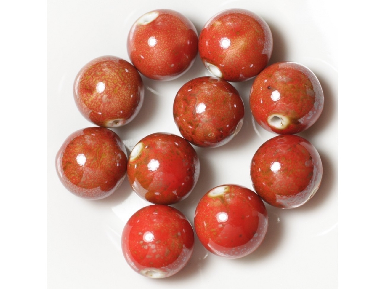 10pc - Grosses Perles Céramique Porcelaine Boules 20mm Rouge   4558550004451