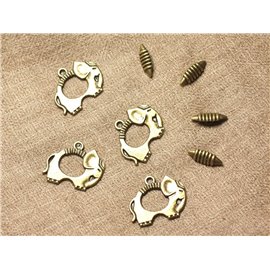 20 Stück - Verschlüsse Toggle T Metall Bronze Qualität Elefant 25mm 4558550004512