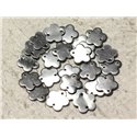 10pc - Perles Connecteurs Acier Chirurgical 304L - Fleurs 13mm   4558550004574