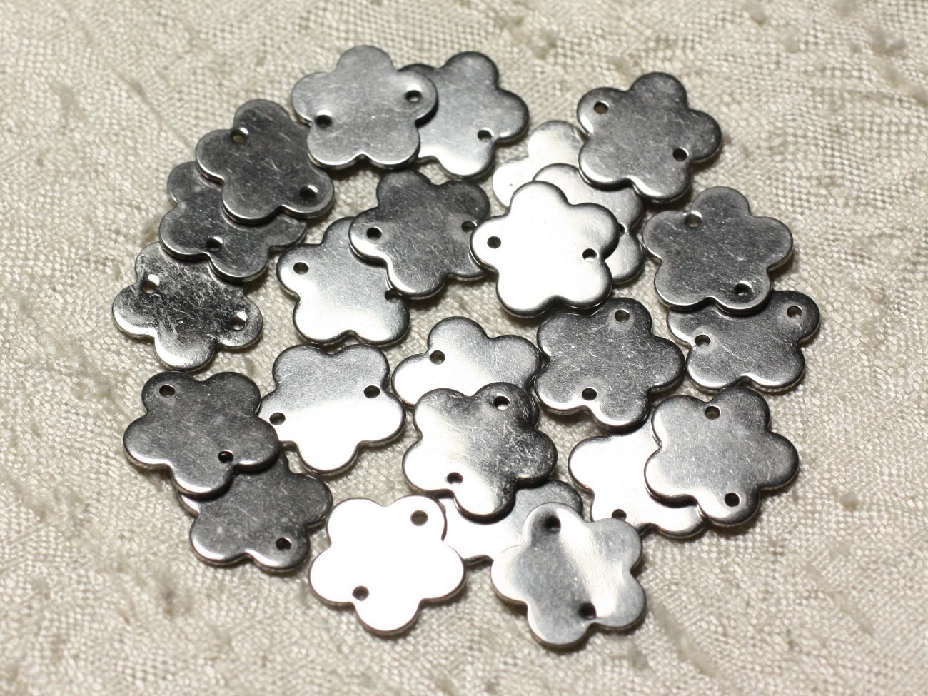 10pc - Perles Connecteurs Acier Chirurgical 304L - Fleurs 13mm   4558550004574