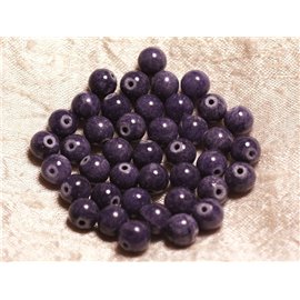 10pc - Cuentas de piedra - Bolas de jade violeta índigo 8 mm 4558550004635