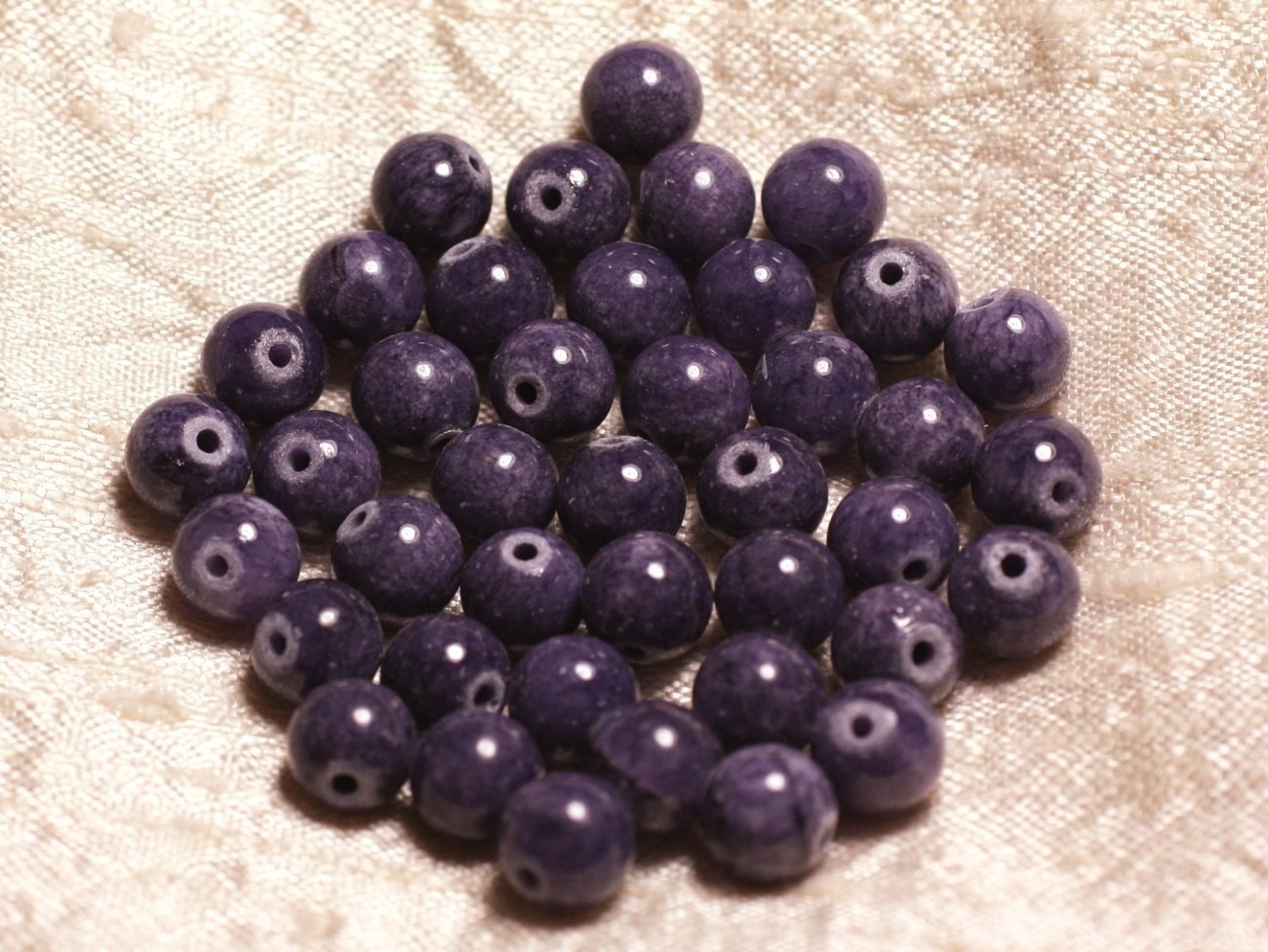 10pc - Perles de Pierre - Jade Violet Indigo Boules 8mm   4558550004635