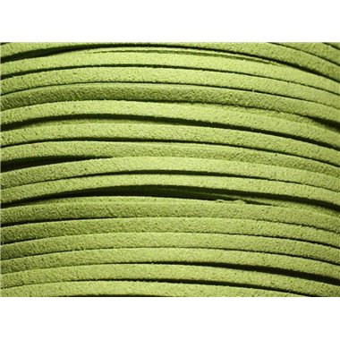 5 mètres - Cordon Lanière Suédine 3x1.5mm Vert anis   4558550004703 