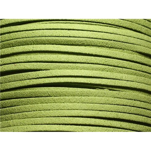 5 metres - Cordon Laniere Suedine Daim 3mm Vert clair Anis - 4558550004703