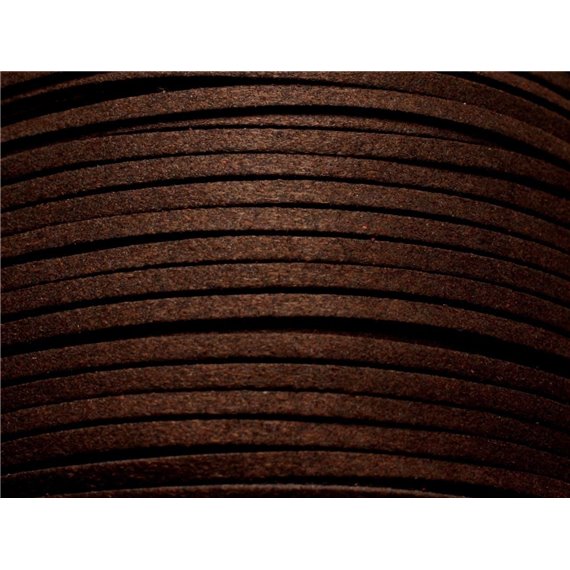 5 mètres - Cordon Lanière Suédine 3x1.5mm Marron Brun Café   4558550004765 