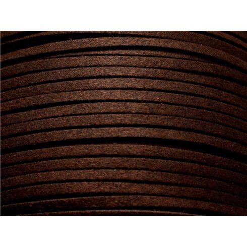 5 metres - Cordon Laniere Suedine Daim 3mm Marron Brun Café   4558550004765 