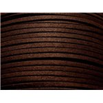 5 metres - Cordon Laniere Suedine Daim 3mm Marron Brun Café   4558550004765 